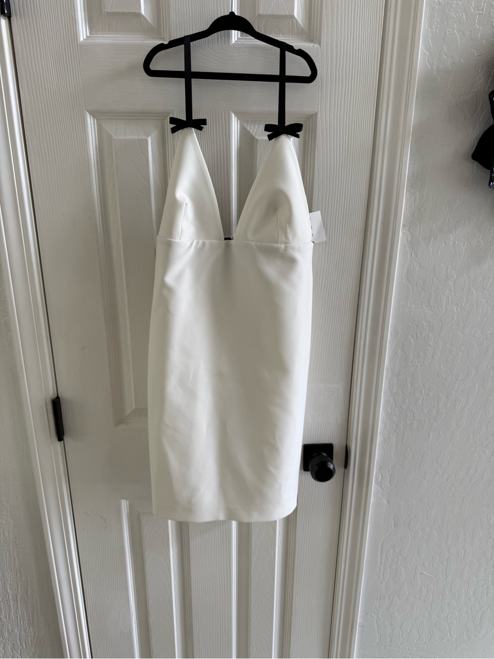Zara White Mini Dress with Black Bow Straps